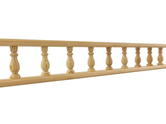 Wooden shelving railing, assembled, 120 cm. Ref.301