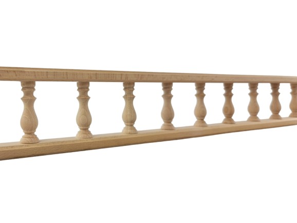 Wooden shelving railing, assembled, 120 cm. Ref.301