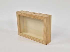 Hucha de madera 17x12x4 cm. con cristal Ref.AW2844