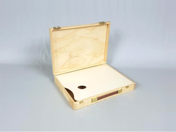 Caja maletín pintura de madera 37x27x6 cm. Ref.P1922
