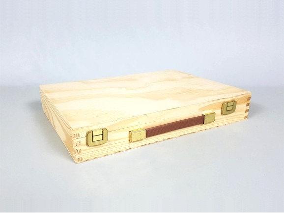 Caja maletín pintura de madera 37x27x6 cm. Ref.P1922