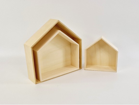 Casas Matrioskas de madera 3 uds. s/tapa Ref.AW2460