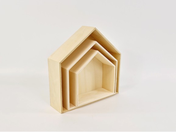 Wooden Matryoshka houses 3 pcs. without lid Ref.AW2460