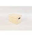 Caja de madera rayada 21,5x15,5x14,5 cm. c/asas y tapa Ref.AW24931