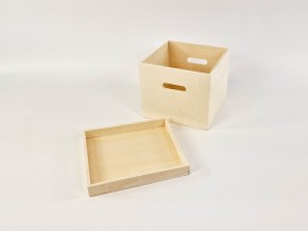 Square wooden box 20x20x16 cm. with handles and lid Ref.AW24911